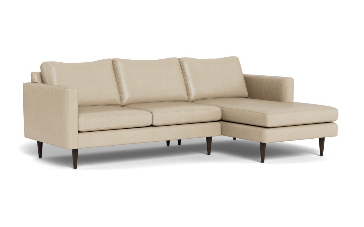 Wallace 98" Leather Untufted Right Chaise Sectional - Hudson Ivory