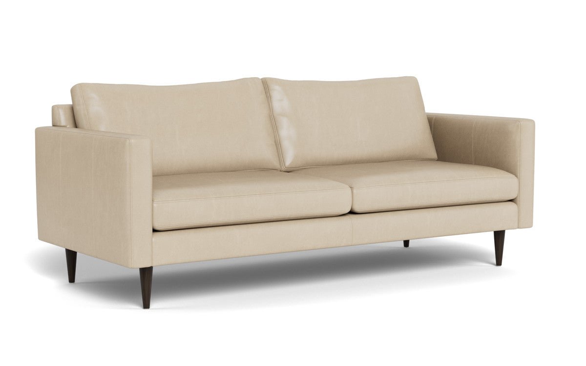 Wallace 85" Leather Untufted Sofa - Hudson Ivory