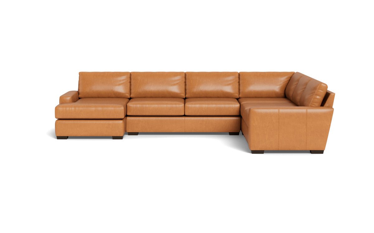 Mas Mesa 162" Deep Leather Corner Sectionals w. Left Chaise - Hudson Lager