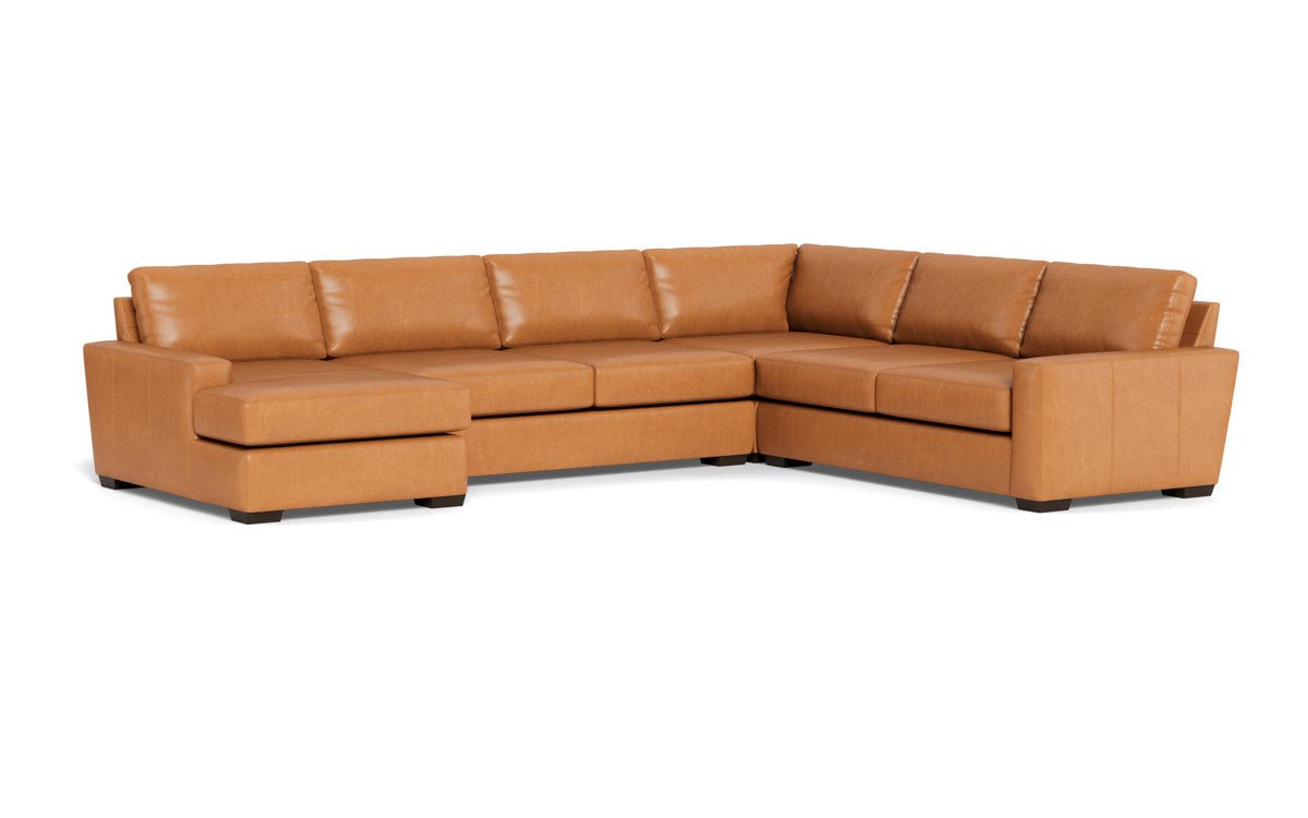 Mas Mesa 162" Deep Leather Corner Sectionals w. Left Chaise - Hudson Lager