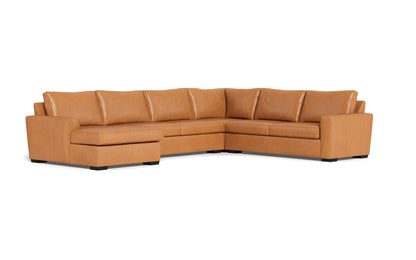 Mesa 156" Leather Corner Sectionals w. Left Chaise - Hudson Lager