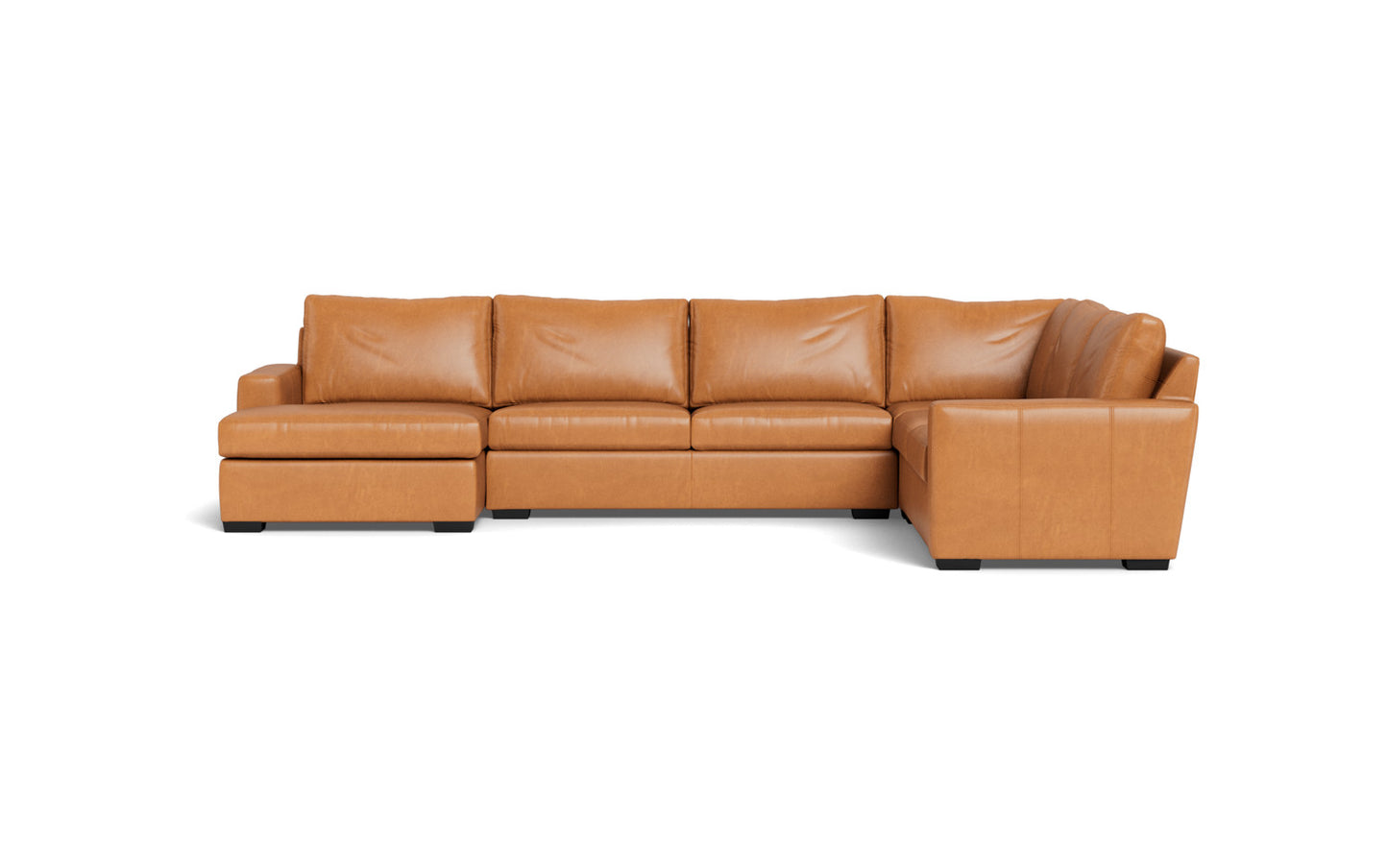 Mesa 156" Leather Corner Sectionals w. Left Chaise - Hudson Lager