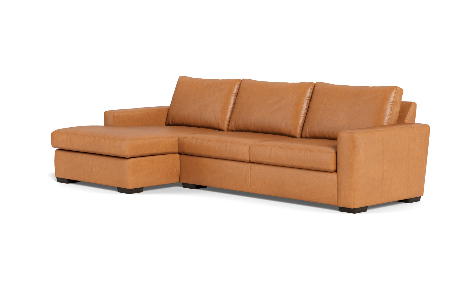 Mesa 123" Leather Left Chaise Sectional - Hudson Lager