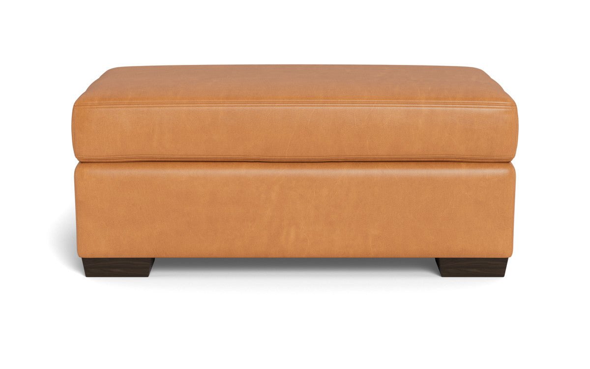 Mas Mesa Leather Ottoman - Hudson Lager