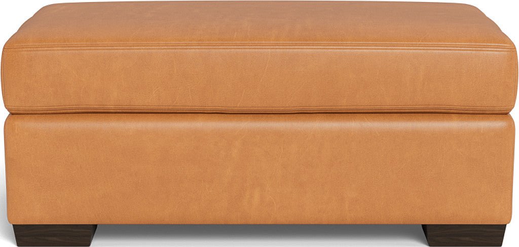 Mas Mesa Leather Ottoman - Hudson Lager