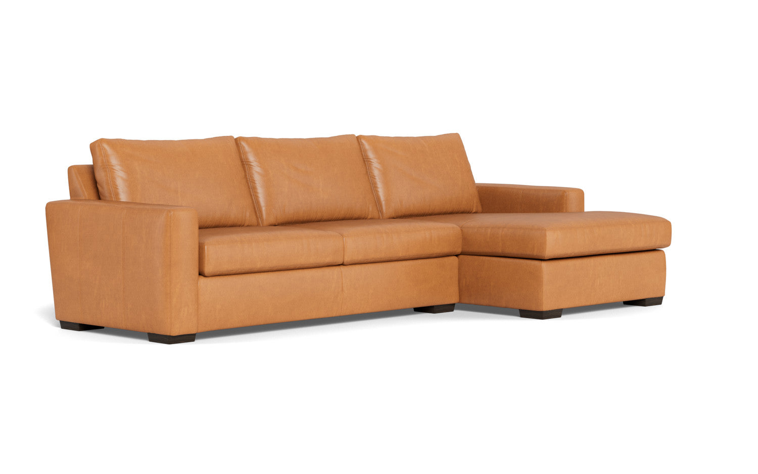 Mesa 123" Leather Right Chaise Sectional - Hudson Lager