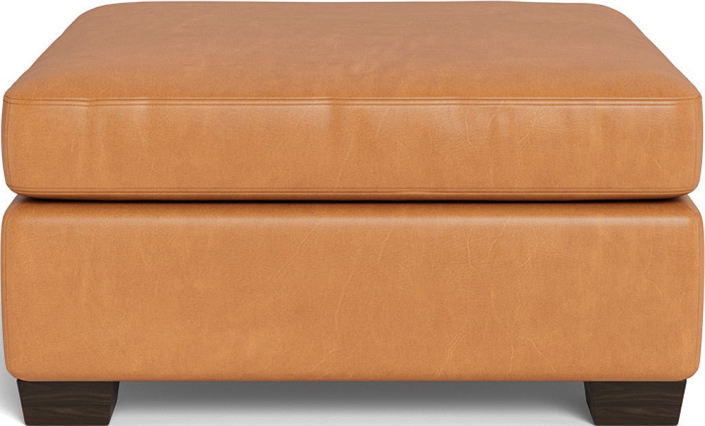 Track Leather Ottoman - Hudson Ivory