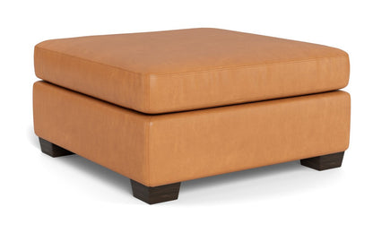 Track Leather Ottoman - Hudson Ivory
