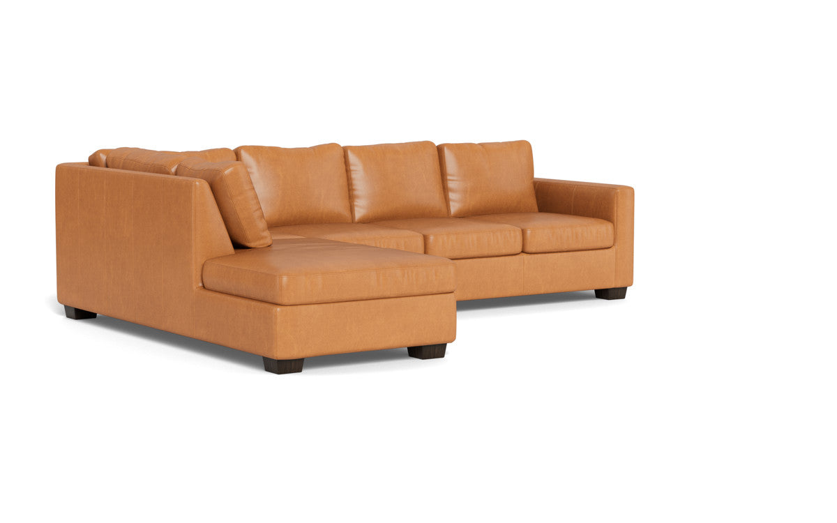 Track 121" Leather Left Chaise Sectional - Hudson Lager