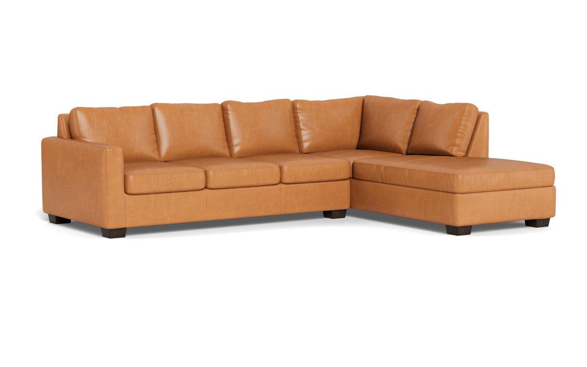 Track 121" Leather Right Chaise Sectional - Hudson Lager
