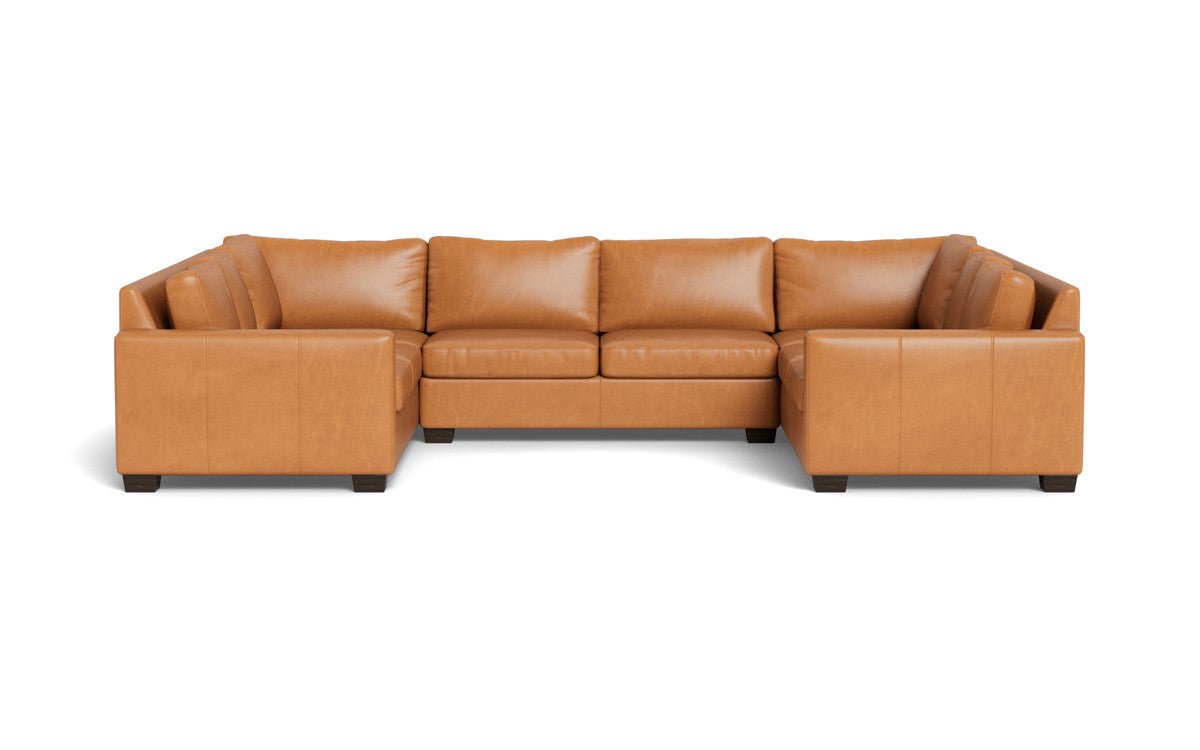 Track 141" Leather Corner Sofa Sleeper U Sectional - Hudson Lager
