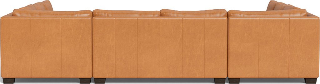 Track 141" Leather Corner Sofa Sleeper U Sectional - Hudson Lager