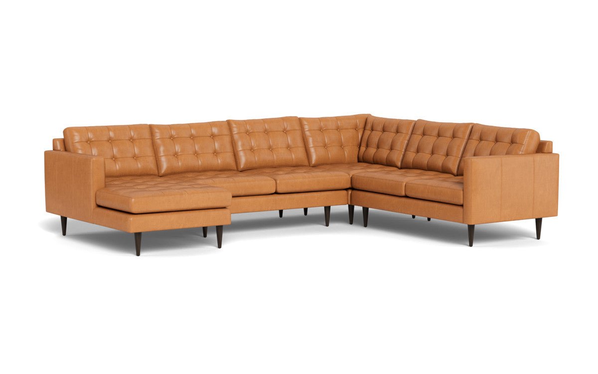 Wallace 130" Leather Corner Sectionals w. Left Chaise - Hudson Lager