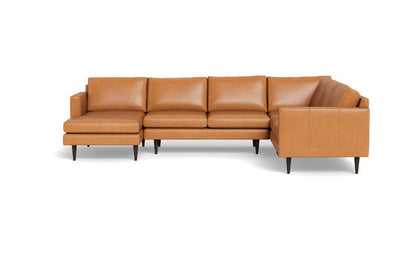 Wallace 130" Leather Untufted Corner Sectionals w. Left Chaise - Hudson Lager
