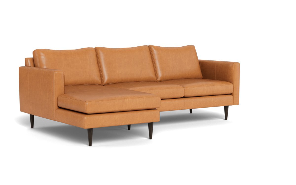 Wallace 98" Leather Untufted Left Chaise Sectional - Hudson Lager