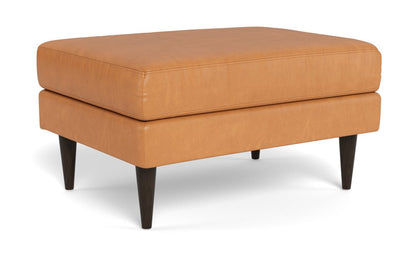 Wallace Leather Untufted Ottoman - Hudson Lager