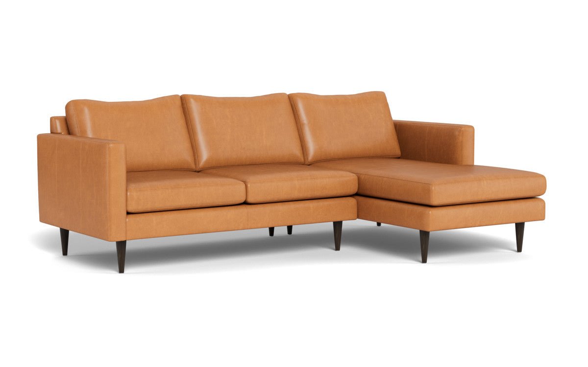Wallace 98" Leather Untufted Right Chaise Sectional - Hudson Lager
