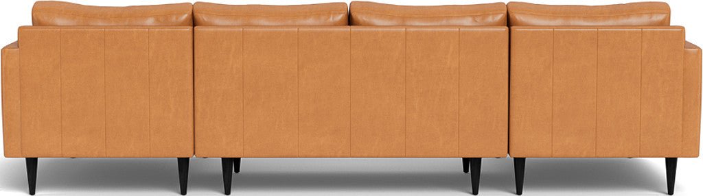 Wallace 126" Leather Untufted Double Chaise U Sectional - Hudson Lager