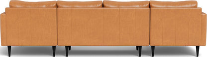 Wallace 126" Leather Untufted Double Chaise U Sectional - Hudson Lager