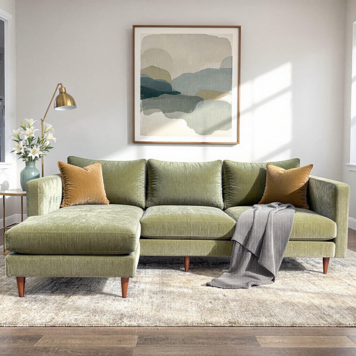 Wallace 98" Untufted Reversible Chaise Sofa - Amigo II Garden