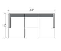 Barton Springs 110" Double Chaise W. Armless Chair - Peyton Slate