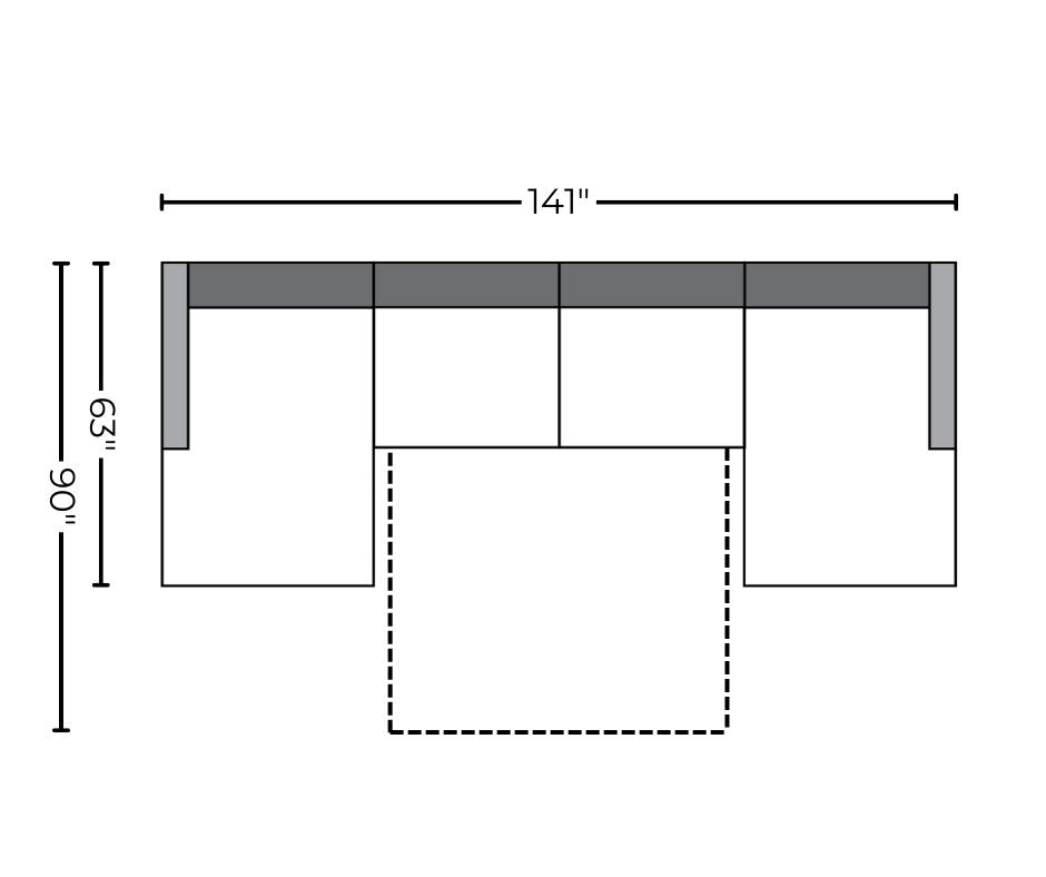 Track 141" Double Chaise With Full Sleeper Loveseat - Peyton Slate