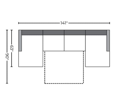 Track 141" Double Chaise With Full Sleeper Loveseat - Peyton Slate