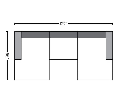 Mesa 122" Double Chaise With Armless Chair - Peyton Slate