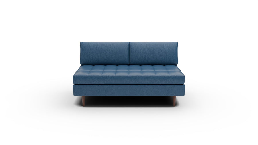 Ladybird Leather Armless Loveseat - Tribeca Cobalt