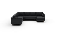 Ladybird 133" Leather Corner Sectionals w. Right Chaise - Tribeca Black