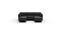 Ladybird 102" Leather Double Chaise with Armless Chair - Tribeca Black