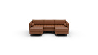 Ladybird 102" Leather Double Chaise with Armless Chair - Tribeca Chestnut