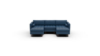 Ladybird 102" Leather Double Chaise with Armless Chair - Tribeca Cobalt