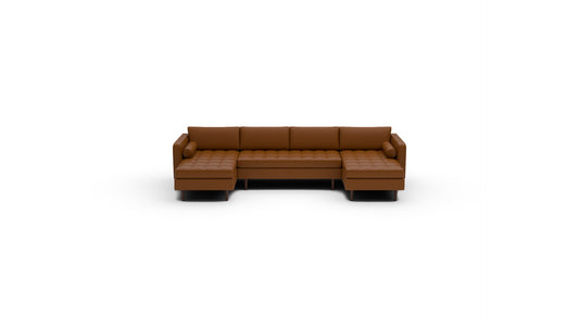Ladybird 132" Leather Double Chaise with Armless Loveseat - Clive Cinnamon