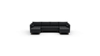 Ladybird 132" Leather Double Chaise with Armless Loveseat - Tribeca Black