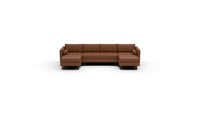 Ladybird 132" Leather Double Chaise with Armless Loveseat - Tribeca Chestnut