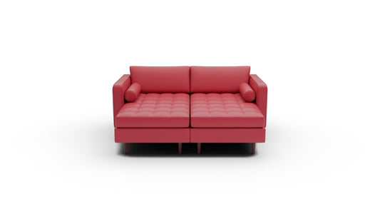 Ladybird 72" Leather Double Chaise - Tribeca Scarlet