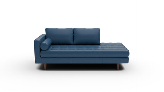 Ladybird 82" Leather LAF Stand Alone Chaise - Tribeca Cobalt