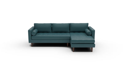 Ladybird 102" Leather Right Chaise Sectional - Tribeca Lagoon