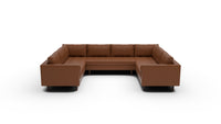 Ladybird 134" Leather U Sectional - Tribeca Chestnut