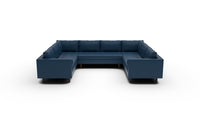 Ladybird 134" Leather U Sectional - Tribeca Cobalt