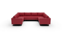 Ladybird 134" Leather U Sectional - Tribeca Scarlet
