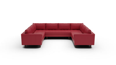 Ladybird 134" Leather U Sectional - Tribeca Scarlet