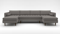 Ladybird 132" Double Chaise with Armless Loveseat - Peyton Slate