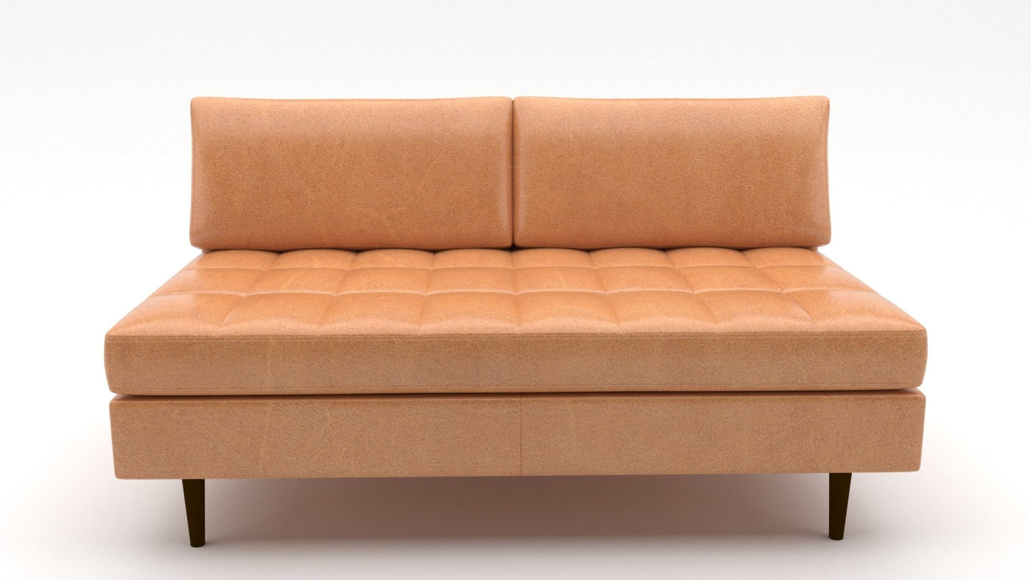 Ladybird Leather Armless Loveseat - Hudson Lager