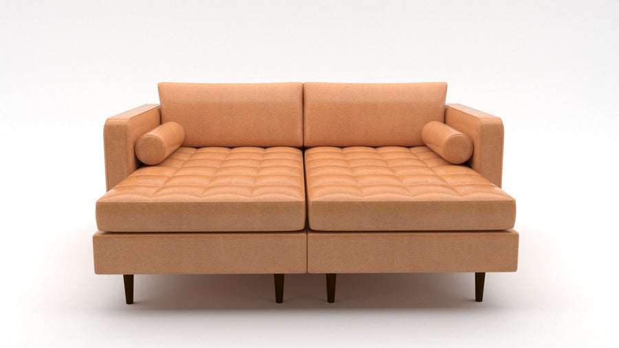 Ladybird 72" Leather Double Chaise - Hudson Lager