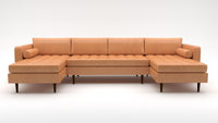 Ladybird 132" Leather Double Chaise with Armless Loveseat - Hudson Lager