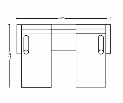 Ladybird 102" Double Chaise with Armless Chair -