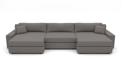 Lago Vista 170" Double Chaise With Armless Chair - Peyton Slate