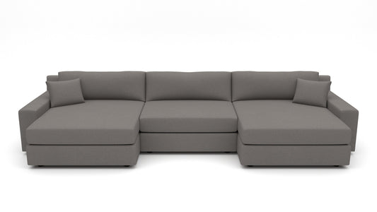 Lago Vista 170" Double Chaise With Armless Chair - Peyton Slate